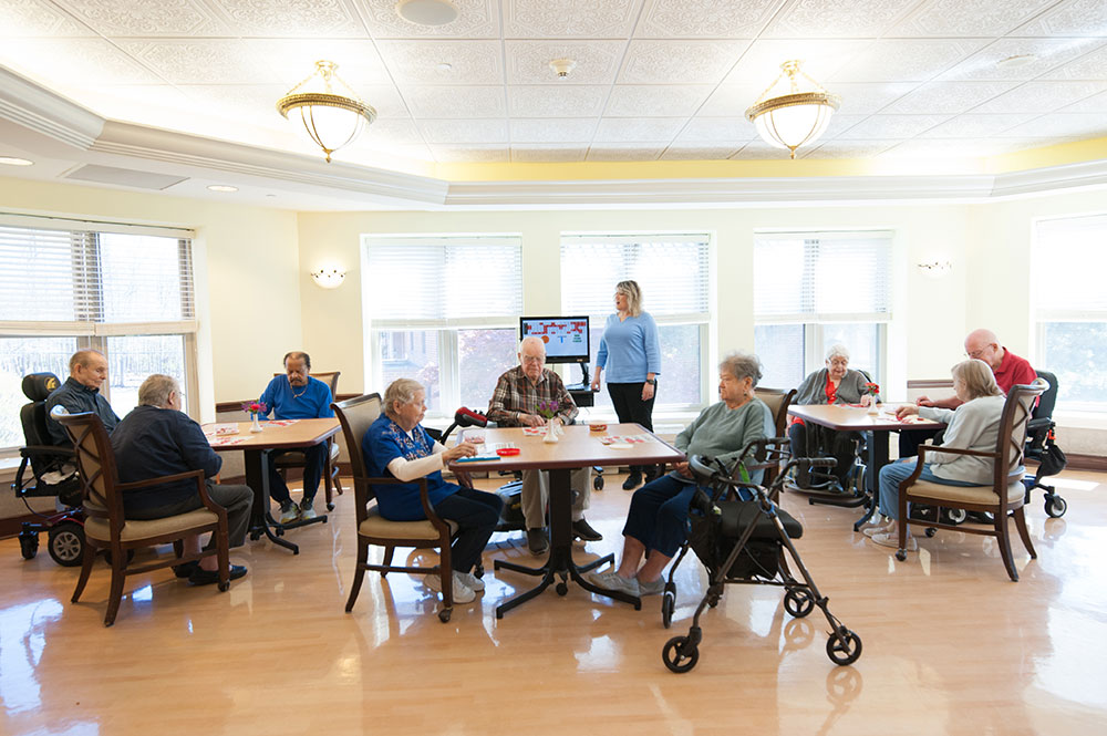 group of seniors playing bingo